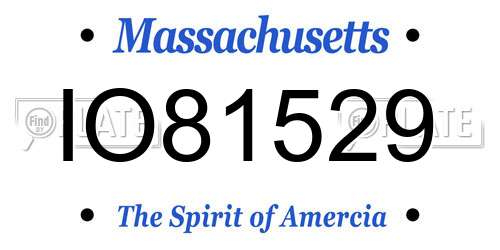IO81529 Massachusetts License Plate