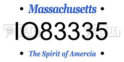 IO83335 Massachusetts License Plate