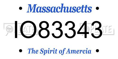IO83343 Massachusetts License Plate