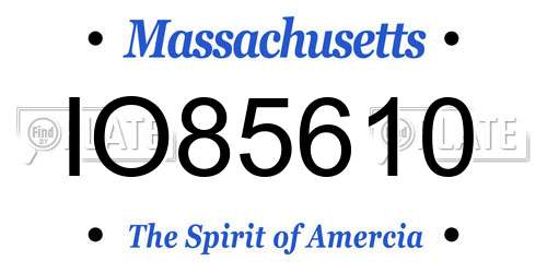 IO85610 Massachusetts License Plate