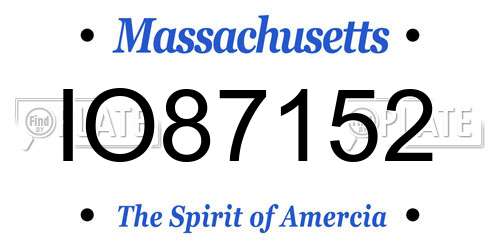 IO87152 Massachusetts License Plate