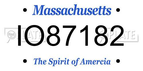 IO87182 Massachusetts License Plate