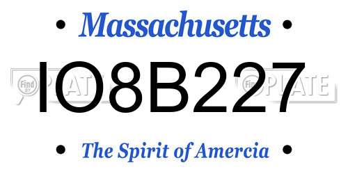 IO8B227 Massachusetts License Plate