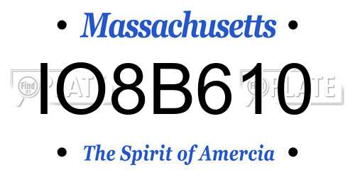 IO8B610 Massachusetts License Plate