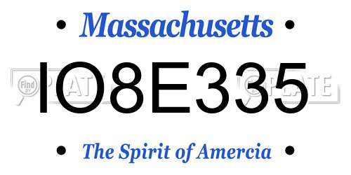 IO8E335 Massachusetts License Plate