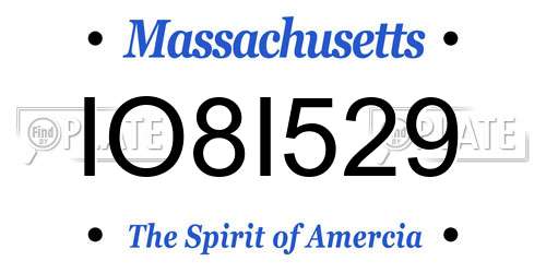 IO8I529 Massachusetts License Plate
