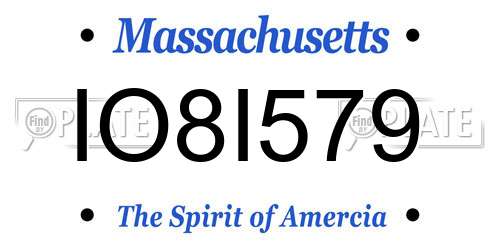 IO8I579 Massachusetts License Plate