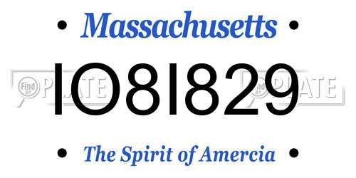 IO8I829 Massachusetts License Plate