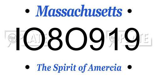 IO8O919 Massachusetts License Plate