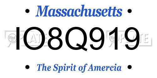 IO8Q919 Massachusetts License Plate