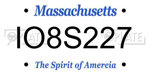 IO8S227 Massachusetts License Plate