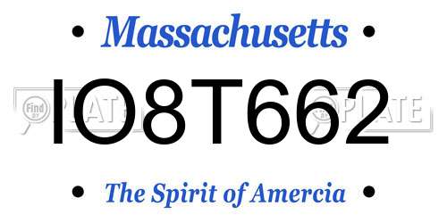 IO8T662 Massachusetts License Plate