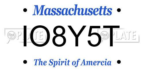 IO8Y5T Massachusetts License Plate
