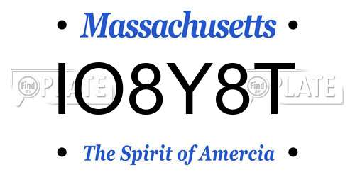 IO8Y8T Massachusetts License Plate