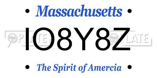 IO8Y8Z Massachusetts License Plate