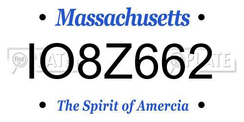 IO8Z662 Massachusetts License Plate