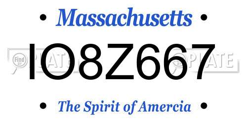 IO8Z667 Massachusetts License Plate