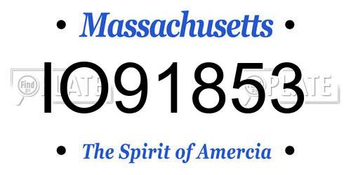 IO91853 Massachusetts License Plate