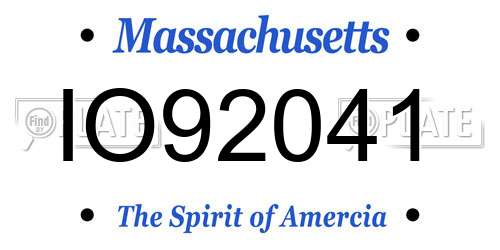 IO92041 Massachusetts License Plate
