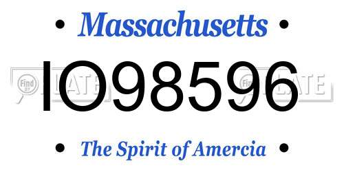 IO98596 Massachusetts License Plate