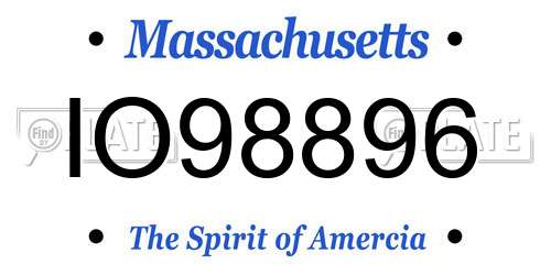 IO98896 Massachusetts License Plate