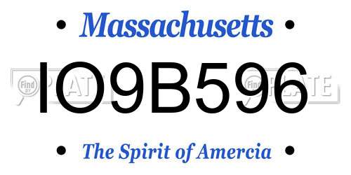 IO9B596 Massachusetts License Plate