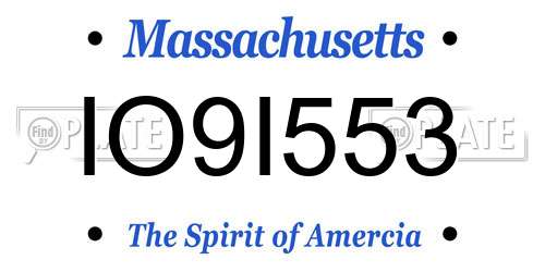 IO9I553 Massachusetts License Plate