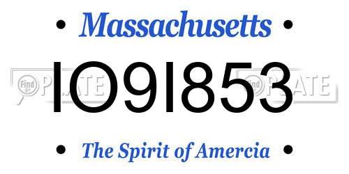 IO9I853 Massachusetts License Plate