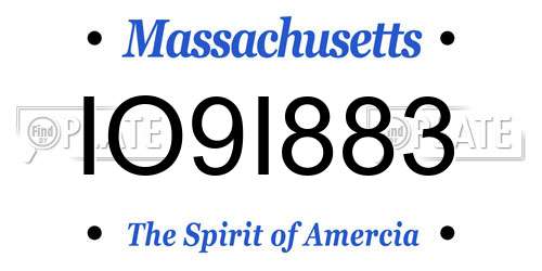 IO9I883 Massachusetts License Plate
