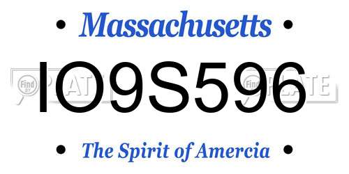 IO9S596 Massachusetts License Plate