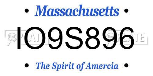 IO9S896 Massachusetts License Plate
