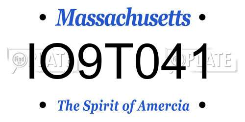 IO9T041 Massachusetts License Plate