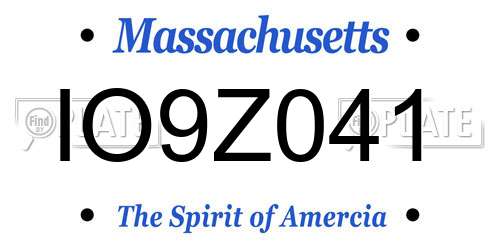 IO9Z041 Massachusetts License Plate