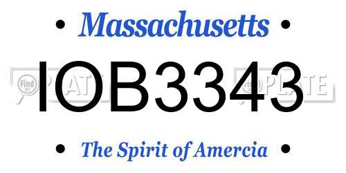 IOB3343 Massachusetts License Plate