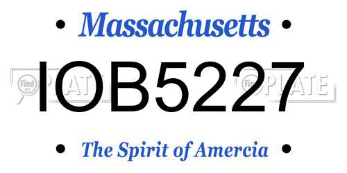 IOB5227 Massachusetts License Plate