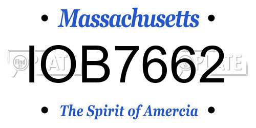 IOB7662 Massachusetts License Plate