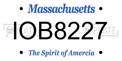 IOB8227 Massachusetts License Plate