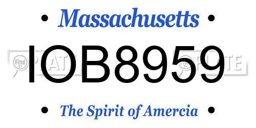 IOB8959 Massachusetts License Plate