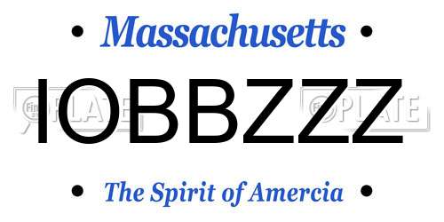 IOBBZZZ Massachusetts License Plate