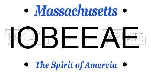 IOBEEAE Massachusetts License Plate