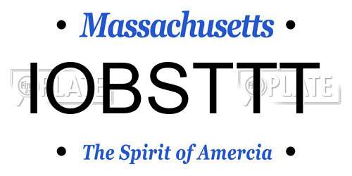 IOBSTTT Massachusetts License Plate