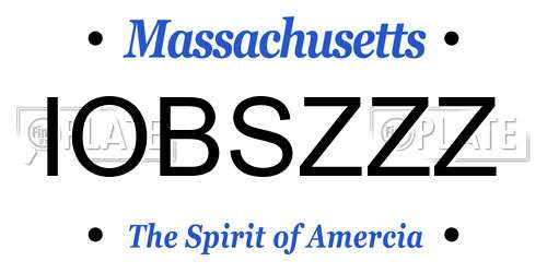IOBSZZZ Massachusetts License Plate