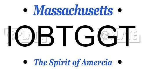 IOBTGGT Massachusetts License Plate