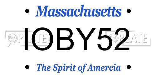 IOBY52 Massachusetts License Plate