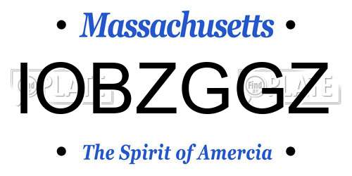 IOBZGGZ Massachusetts License Plate