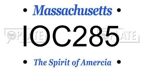 IOC285 Massachusetts License Plate
