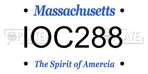 IOC288 Massachusetts License Plate