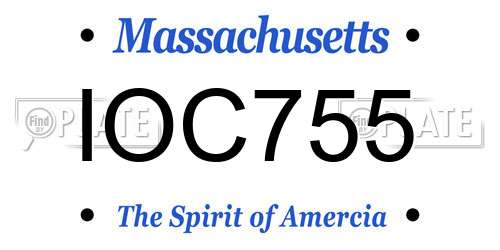 IOC755 Massachusetts License Plate