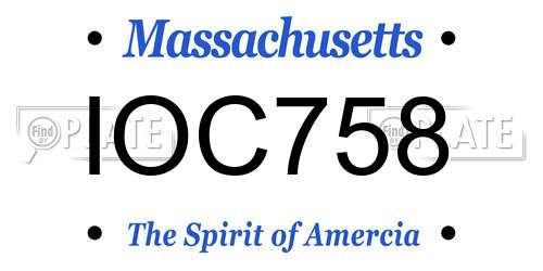 IOC758 Massachusetts License Plate