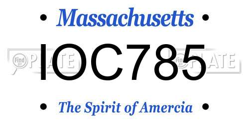 IOC785 Massachusetts License Plate